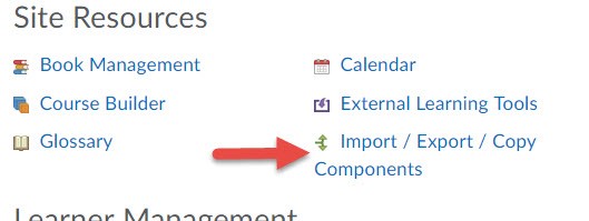 click on limport/export/copy components