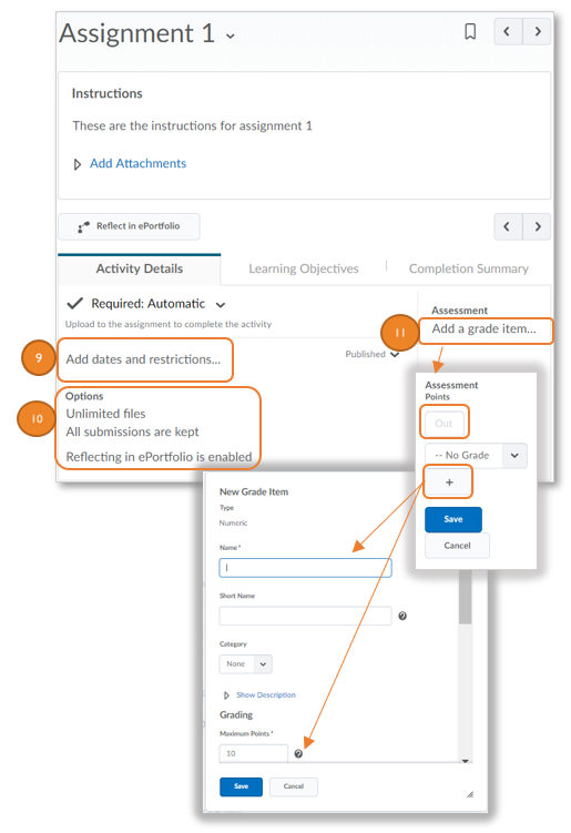 image of assignment creation