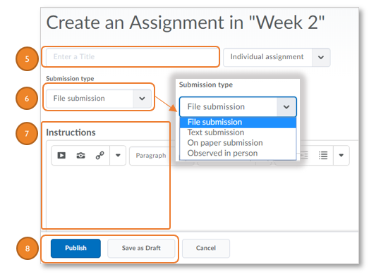 image of assignment creation