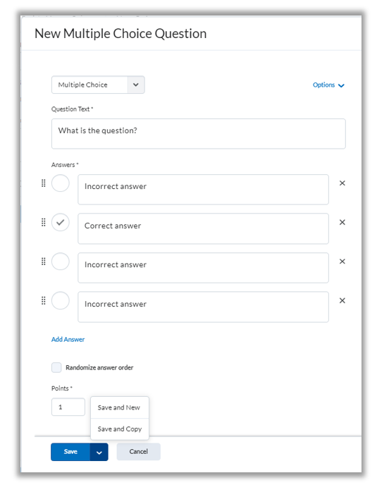 example of multiple choice question creation