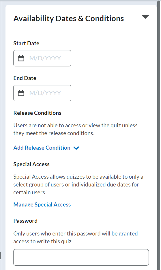 Availability Dates and Conditions