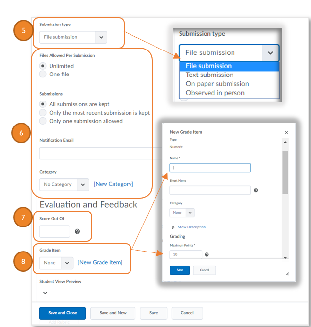 Image of new assignment options