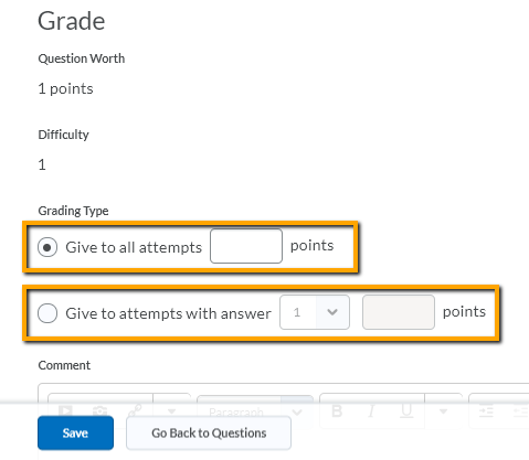 image of updating attempts for quiz recalculation