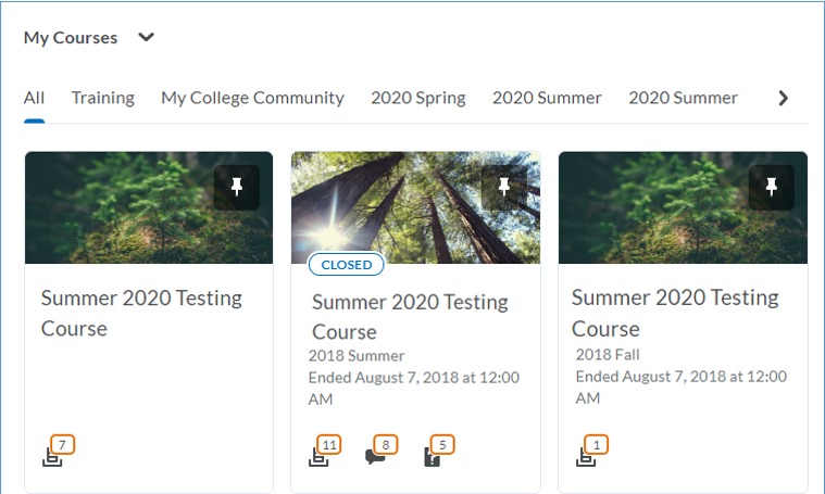 image of new my courses widget