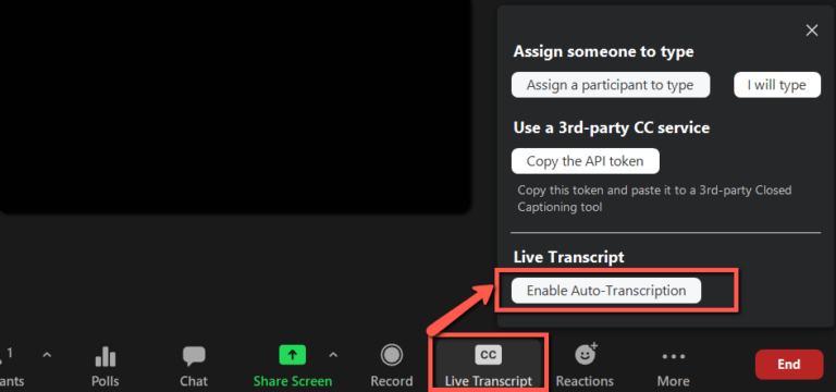image of enabling live captioning during a zoom